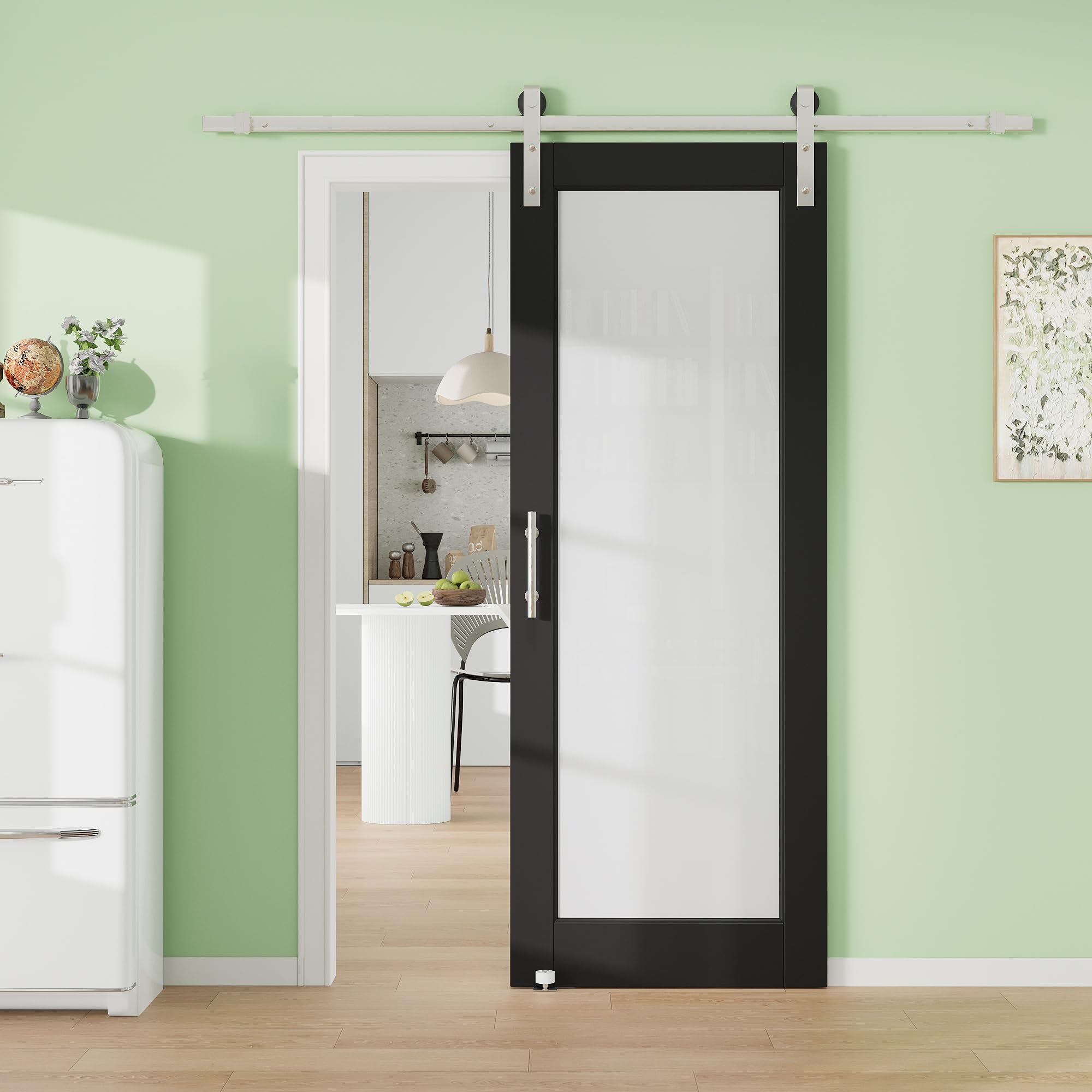 24" x 80" 2-Panel Solid Core MDF Panel Barn Door with Trimmable 72" Track