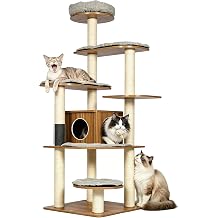 Modern Solid Wood Cat Tree for Large Cats 69" Tall Cat Tower Cat Furniture