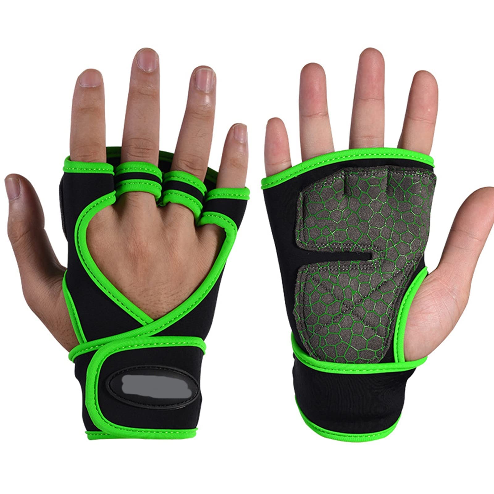 Guanti da guida senza dita, guanti sportivi, guanti mezze dita, guanti for sollevamento pesi for allenamento in palestra for donna e uomo Protezione mezze dita Guanti indossabili Ottima presa per(Gree
