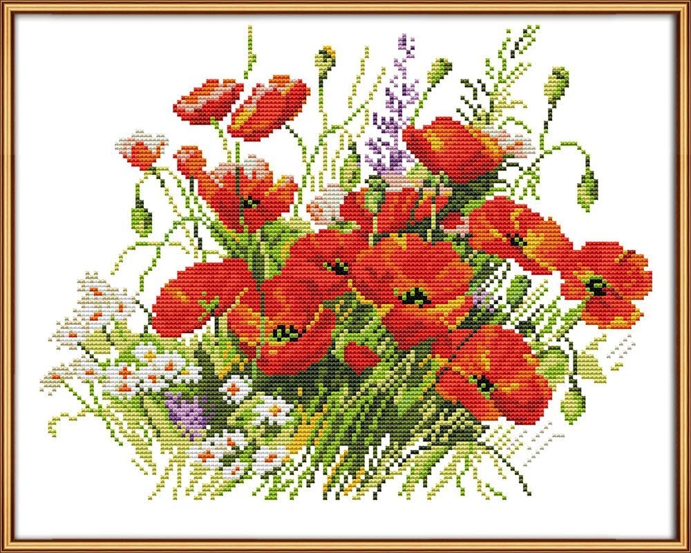 ABEUTY Kit per punto croce, glicine, fiori, farfalla, animale, per adulti, prestampato o no, fai da te, 14 punti, kit per ricamo e cucito, con timbro o senza timbro, DMC per principianti