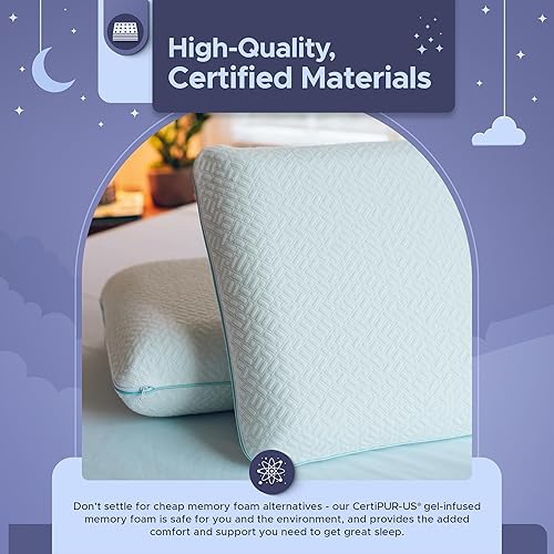 Miniatura 5 de Celestial Sleep Almohada de espuma viscoelástica de gel, certificado CertiPUR-US, refrigeración y ventilación, funda lavable, tamaño estándar