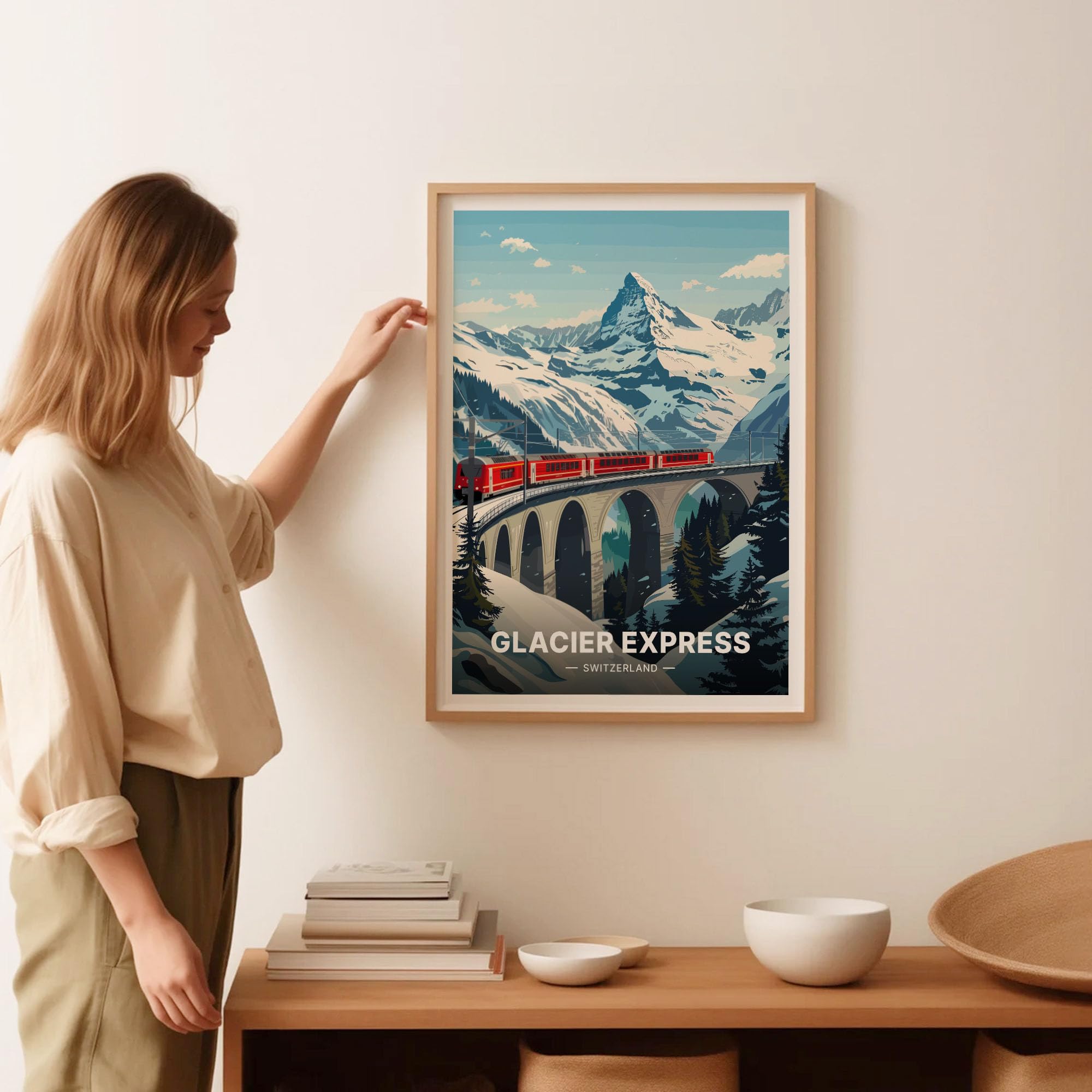 Amazon.com: Swiss Alps Glacier Express Poster, Train Travel Wall
