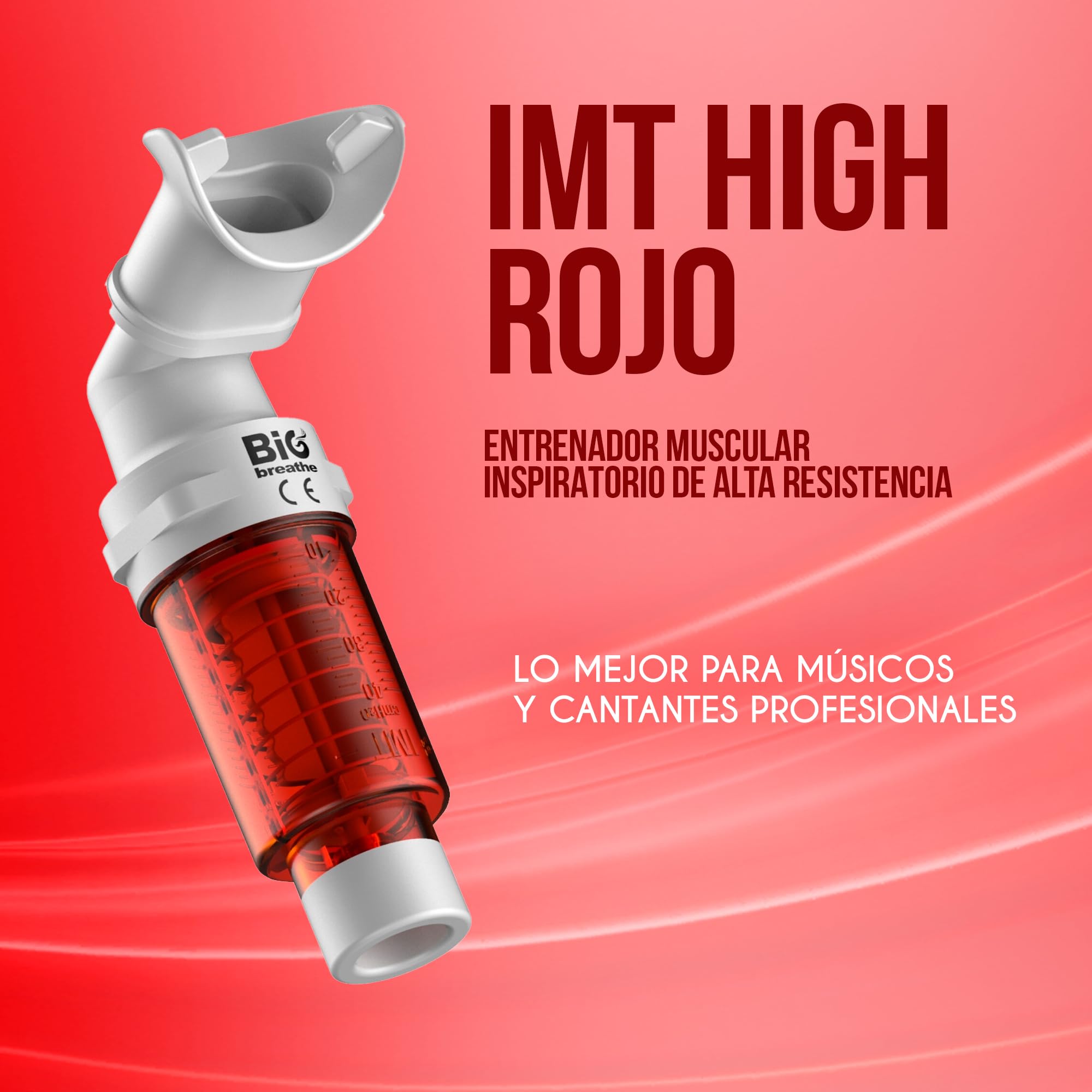 IMT Exerciseur pulmonaire à résistance élevée (Rouge) Big Breathe, améliore votre capacité pulmonaire, idéal pour les sportifs et les personnes souffrant de problèmes respiratoires, facile à utiliser,