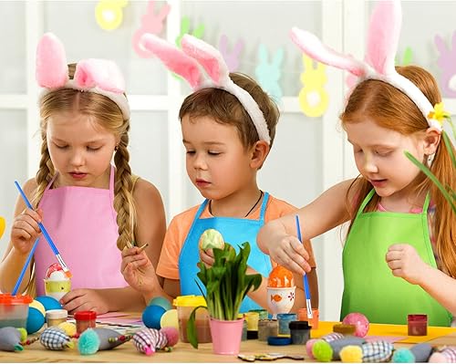 Miniatura 7 de Juego de 24 paletas de pintura para niños y niños, delantales de pintura, delantales de tela, suministros de fiesta, decoración de fiesta de arte,