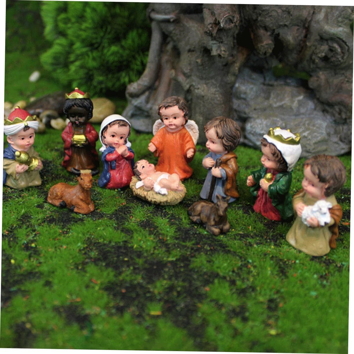 Toddmomy 1set Resin Nativity Figurines Birth of Jesus Desktop Decorations Realistic Christmas Ornaments for Home and Church Decor