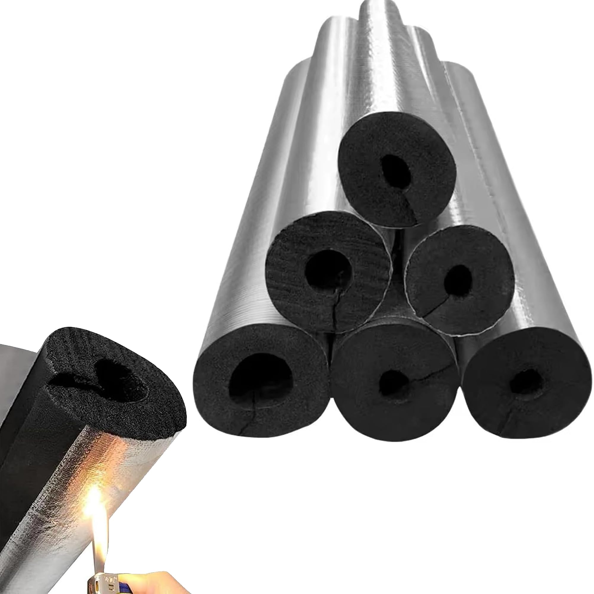 Tubo di Isolamento Antigelo per Esterni, Isolante per Tubi Condizionatore, Isolante per Tubi in Foglio di Alluminio Autosigillante, Tubi dell'Acqua Calda e Fredda (ID) 110mm x (T) 20mm