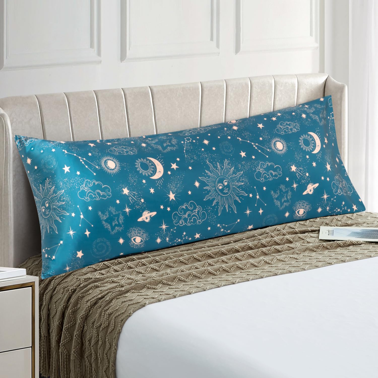 EXQ HomeSatin Pillowcase for Hair Printed Sun Pillowcase Body Pillow Pillowcase, Super Soft Silky Body Pillow Cover (20x54 inches)