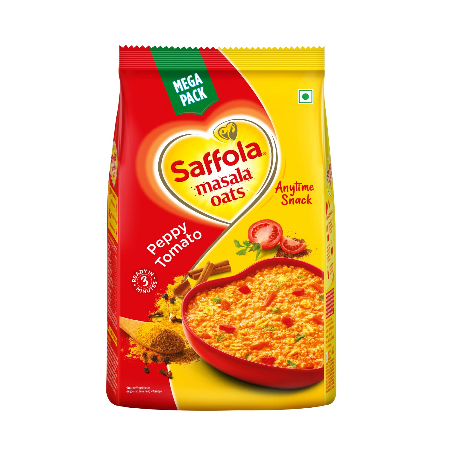 Saffola Masala Oats Peppy Tomato 500 grams (17.63 oz) - Vegetarian