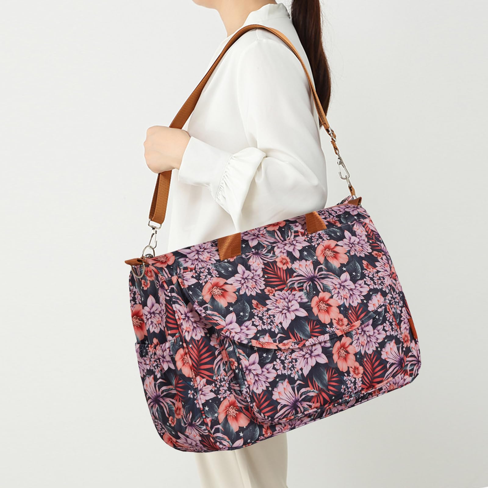 SONARIN Large Capacity Stylish Diaper Bag Tote,Waterproof Nappy Changing Bag Satchel Messenger Bag Portable Travel Mummy Bag(Purple Iris)