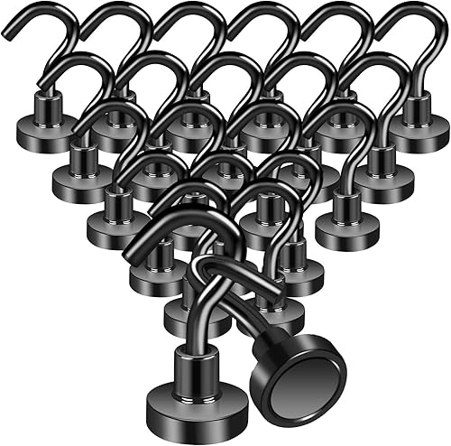 22 Pack Black Magnetic Hook Heavy Duty , 25lbs Magnetic Hooks for Hanging ,Strong Neodymium Magnet With Hooks for Cruise Cabin,Rare Earth Magnets