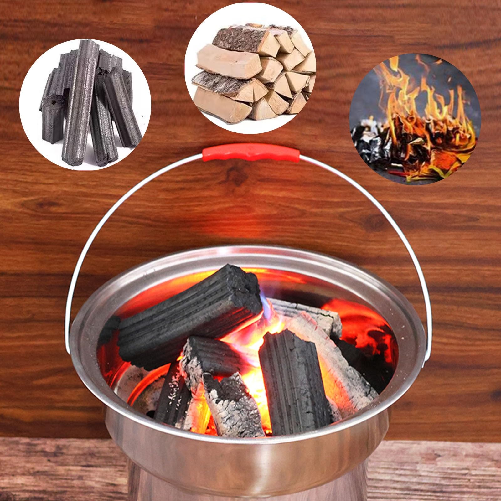 Incinérateur à barillet en métal épais - Réchaud de camp portable avec couvercle et gril, foyer extérieur idéal pour la combustion du bois dans la maison et le jardin, pot à feu durable pour