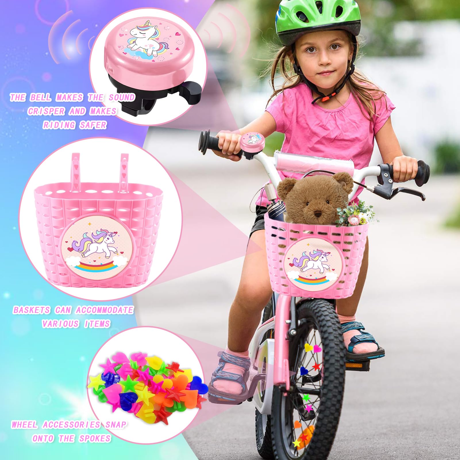 Cestino Per Bici Bambino Con Campanello – Cesto Anteriore In Vimini Sintetico, Accessori Bici Per Ragazze E Ragazzi, Fissaggio Facile
