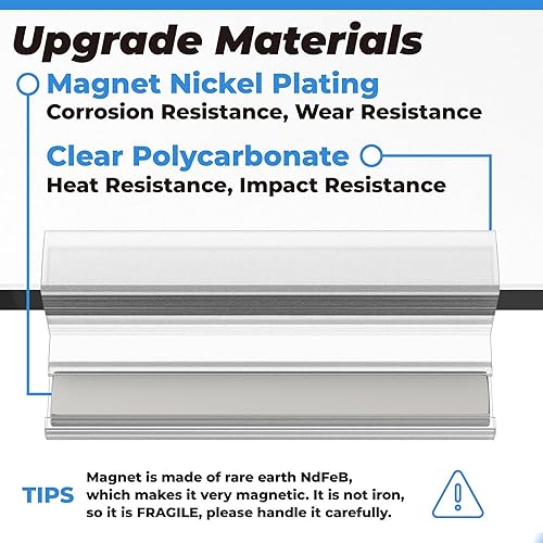 Miniatura 3 de Imán para puerta de ducha, marco de puerta de canal en U con policarbonato transparente e imán para puertas de ducha de vidrio oscilante de 38
