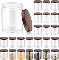 Vista 10 de Irenare 24 frascos de plástico de 16 oz con tapas, recipientes de plástico transparente de boca ancha, frascos tipo Mason para alimentos