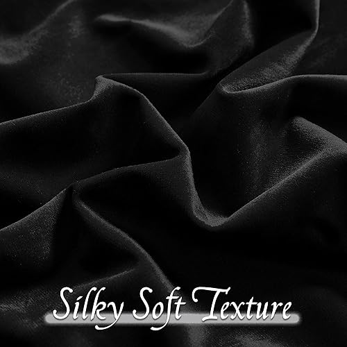 Miniatura 6 de RYB HOME Cortinas de terciopelo negro de 84 pulgadas de largo, 2 paneles, cortinas opacas de felpa para ventana, reducción de ruido, cortinas de