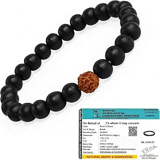 SOLAVA Karungali Bracelet with Rudraksha Beads – Certified Natural Ebony Wood & Rudraksha Bracelet for Men & Women – Lab T... Price In India