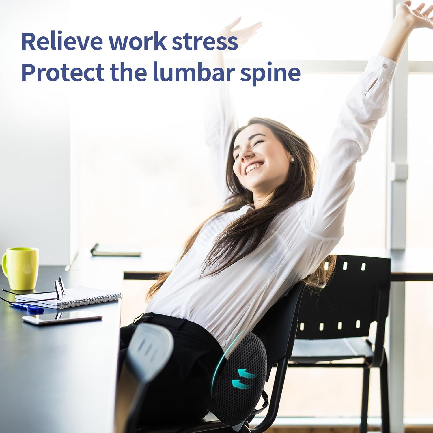 Lumbar Support Pillow for Office Chair, Car Lumbar Pillow Lower Back Pain Relief, Memory Foam Back Cushion with 4D Mesh Cover and Adjustable Straps, Ergonomic Chair Back Pillow for Car,Bed, Gaming - Image 8