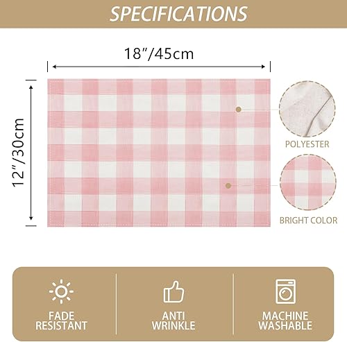 Miniatura 9 de Juego de 4 manteles individuales de lino para primavera decoración de Pascua fiesta de cumpleaños decoración y suministros de mesa de cocina 12 x 18