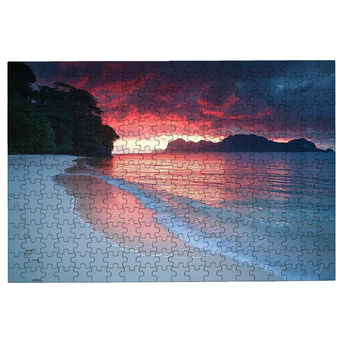Puzzle 2000 Pezzi Tramonto, Puzzle Adulti Spiaggia, Puzzles in Legno con Squisita Scatola di Imballaggio, Classici Puzzles Educativi per Adulti eTutta La Famiglie, Come Regalo Uomo, Decor Casa -2507