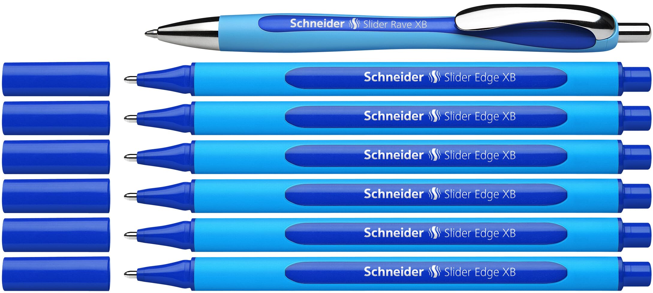 Schneider 152257 Slider Edge XB and Slider Rave XB Ballpoint Pen (Ink Colour: Blue) 6+1 Piece