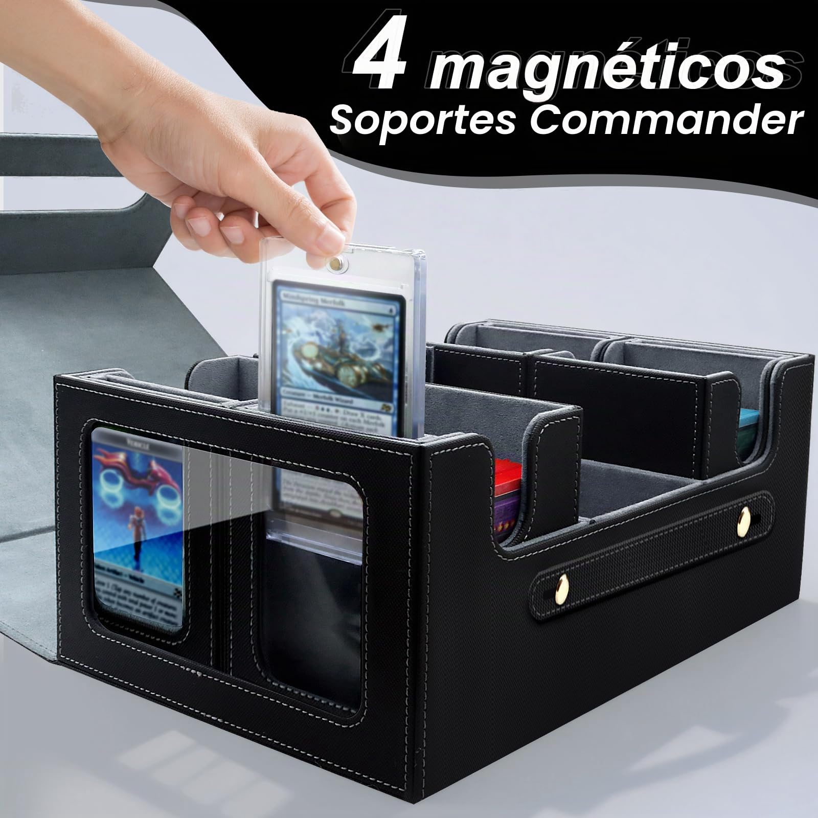 6 en 1 Commander Caja Cartas, deck box con expositor Commander para MTG | caja cartas coleccionables con bandeja dados para Magic The Gathering (MTG), para 600 cartas con fundas de doble cara
