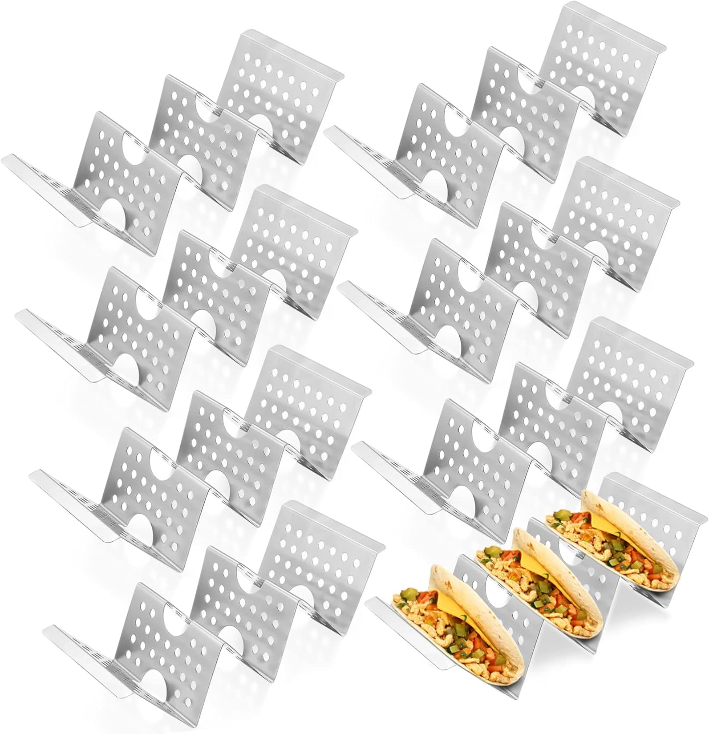 Walk-in Taco Bar Supplies: 8-piece Stainless Steel Taco Holders Tacos Burritos Tortillas Holder Metal Taco Stands Decorative Rack