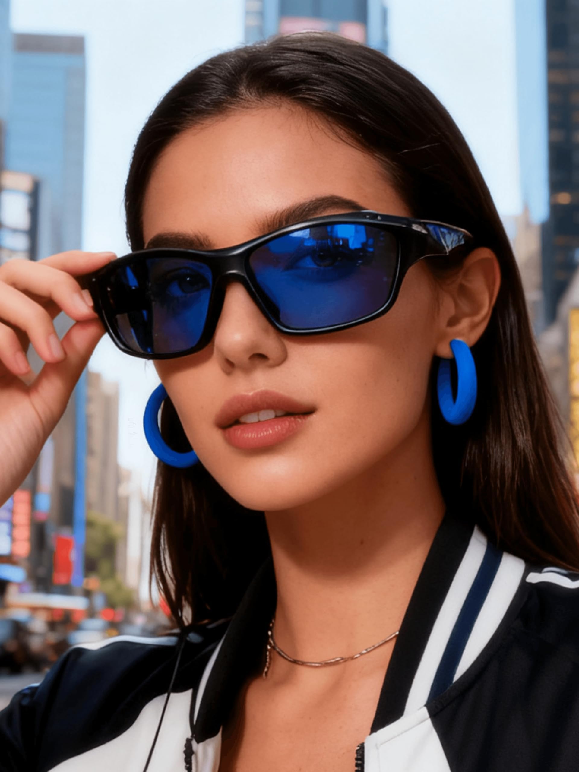 Polarized Sunglasses Blue Lens, Lightweight Retro Rectangular Frame UV400 Protection Sun Glasses for Driving Fishing Golf Travel