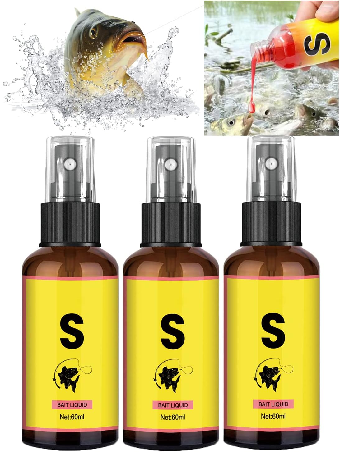 XIRUJNFD 2023 New Natural Bait Scent Fish Attractants for Baits, High Concentration Fish Bait Attractant Enhancer, Scent Fish Attractants for Baits, Fishing Accessories and Equipment (3Pcs)