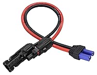Vista 7 de Cable 10AWG MC-4 a EC-5 Adaptador de panel solar a cable de alimentación EC5 hembra, cable de carga EC5 a batería de litio para batería