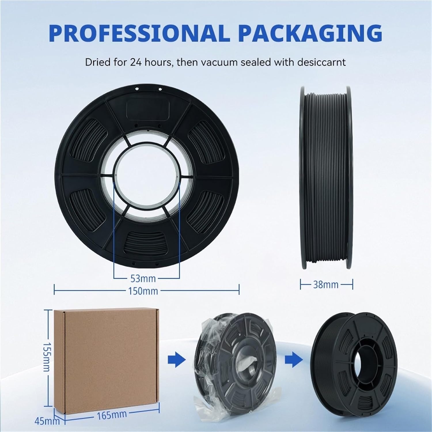 PA Nylon Carbon Fiber Filament 1.75mm 300g Roll, High Strength Composite 3D Printer Filament for FDM Printers