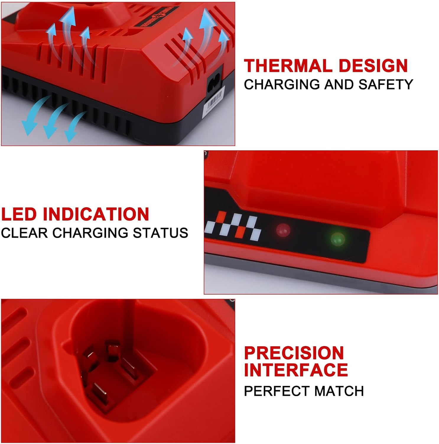 12V Dual Charger Replacement for Milwaukee 12v Charger, Compatible with Milwaukee M-12 Battery 48-11-2401 48-11-2420 48-11-2440 48-11-2460 etc - Image 4