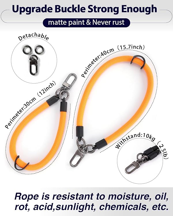 project-cb Hand Wrist Phone Strap,Phone Lanyard Patch ×2,Cell Phone Case Holder,Wristlet Strap for Key,AirPods,Camera (Orange, 15.7inch) by project-cb - Image 6