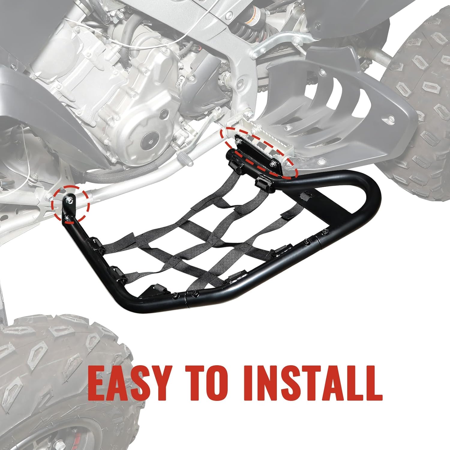 Side Step Nerf Bars for Yamaha Raptor 700 / 700R 06-25, Foot Guards Pegs Heel Guards with Black Webbing Nets Off-Road Protective Accessories for Yamaha Raptor 700 YFM 700 700R 2006-2025