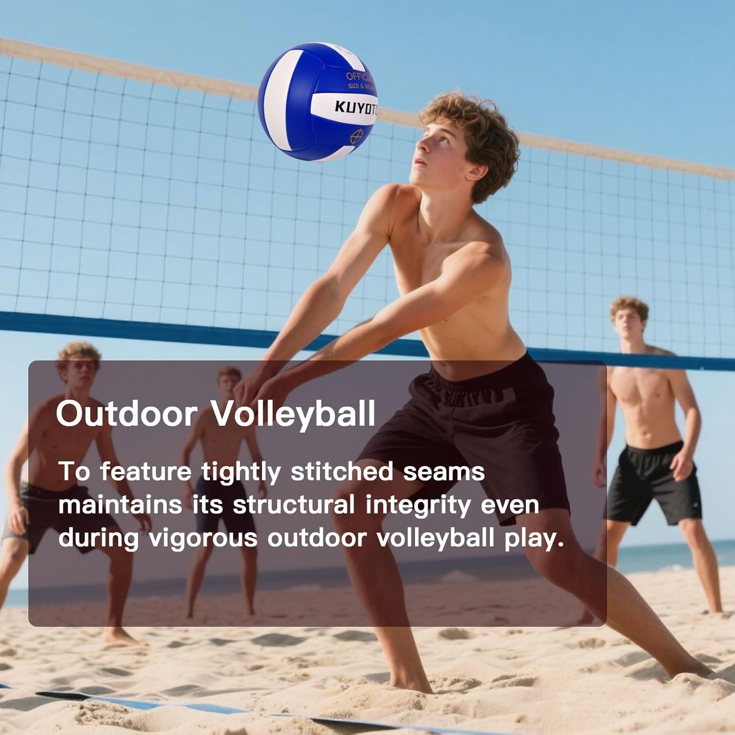 KUYOTQ Blue Beach Volleyball Official Size Thickened Surface Soft Leather Outdoor Volleyball Waterproof in&Outdoor for Youth Womens Adults,Beach Play,Game,Training(Deflated) - Image 9
