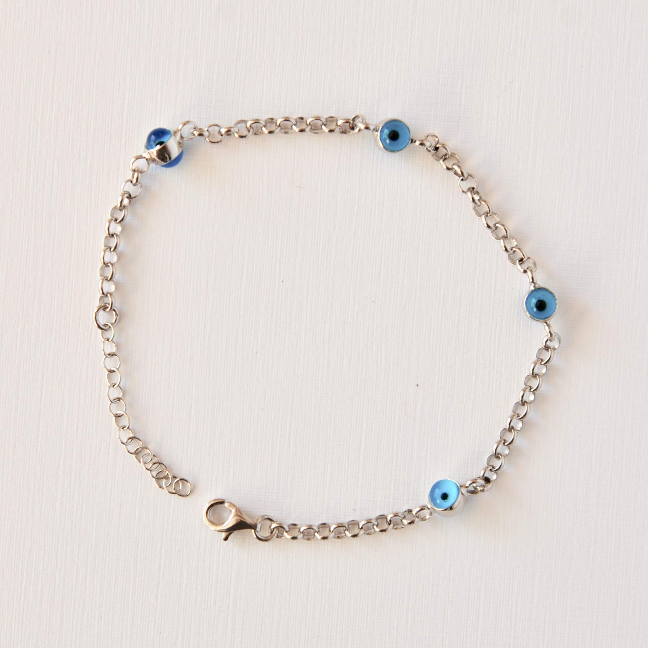 Blue Evil Eye Bracelet, Sterling Silver Women Jewelry, Silver Bracelet, Rose Gold Color Bracelets, Nazar Bracelet, Gift for women, Abundance Bracelets, Wife's gift