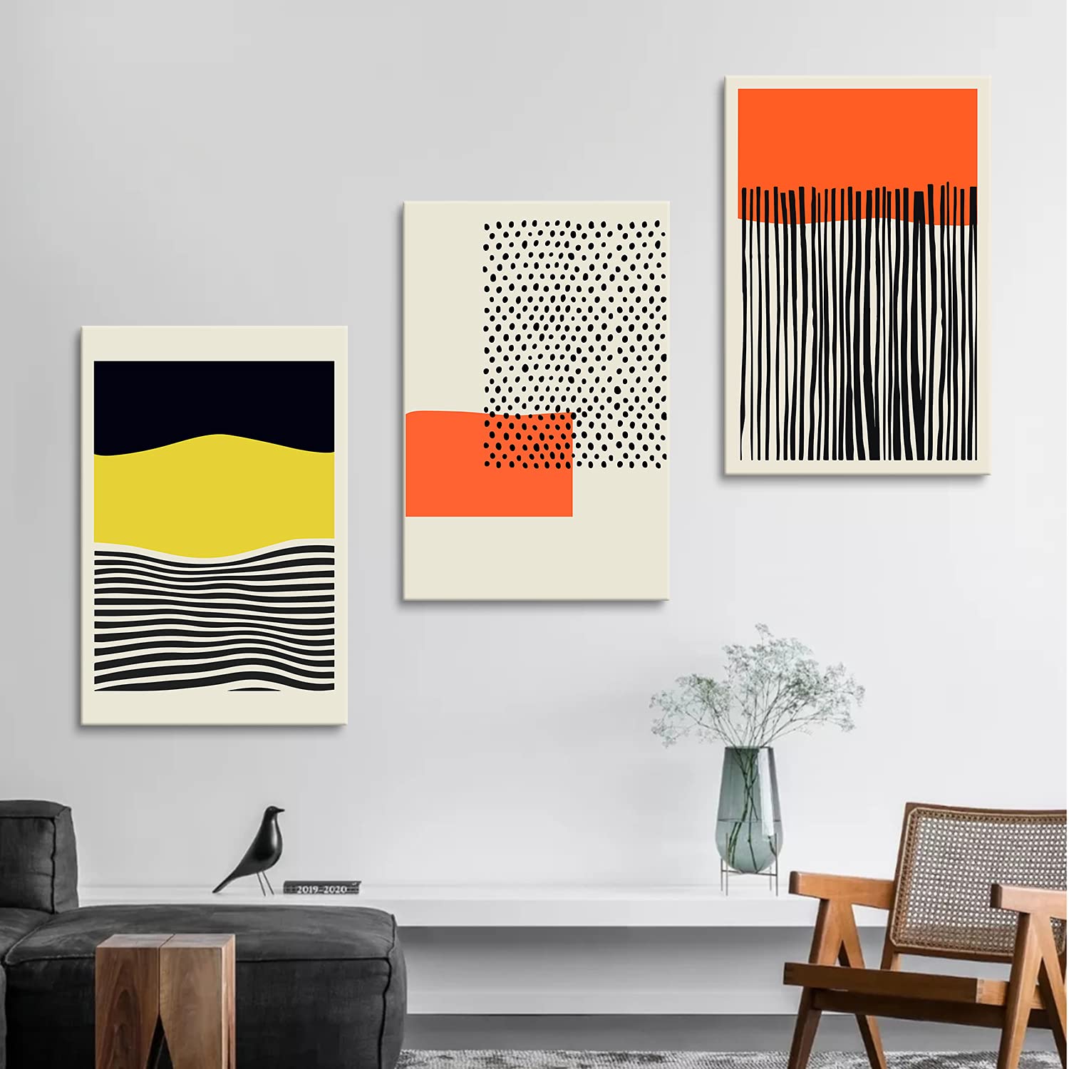 Amazon｜抽象画 線の幾何学的な抽象絵画 ミニマリストインテリア絵画 