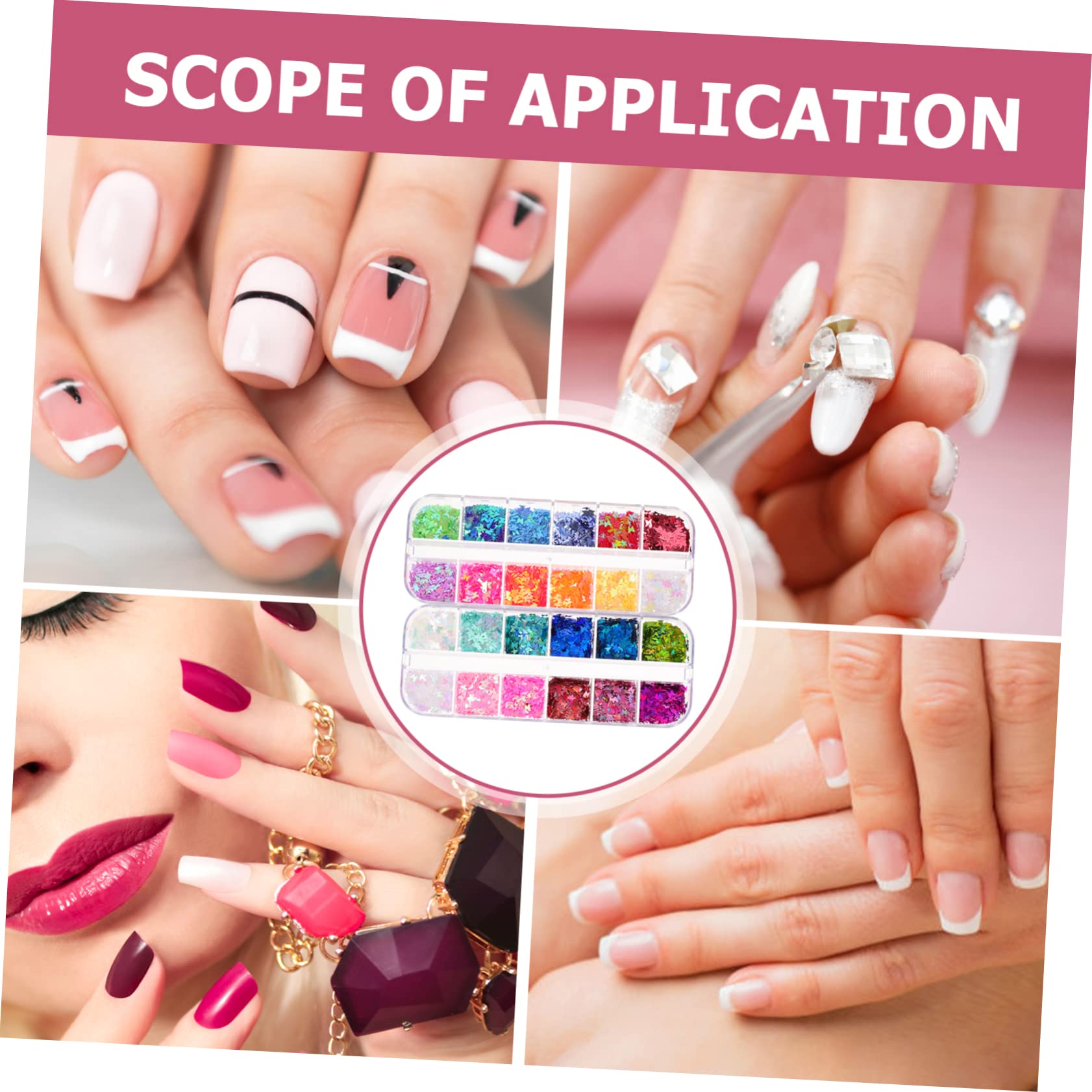 NOLITOY 2 Boxes DIY Nail Glitters 24 Colors Butterfly Nail Art Sequins Glitter Manicure Tools for Nail Art Decorations