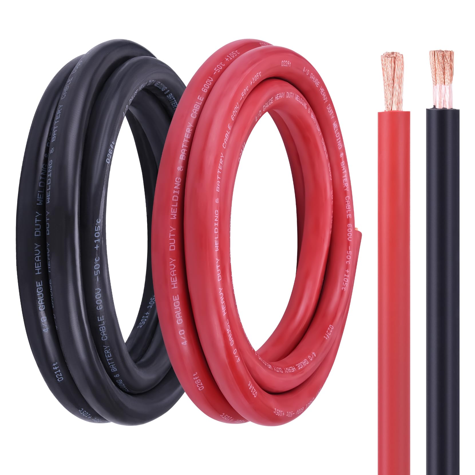 Photo 1 of Geosiry 4/0 Battery Cable, 10FT Red + 10FT Black 4/0 Welding Cable, Stranded Oxygen-Free Pure Copper Wire for Automotive, Battery, Solar, Marine and Generator