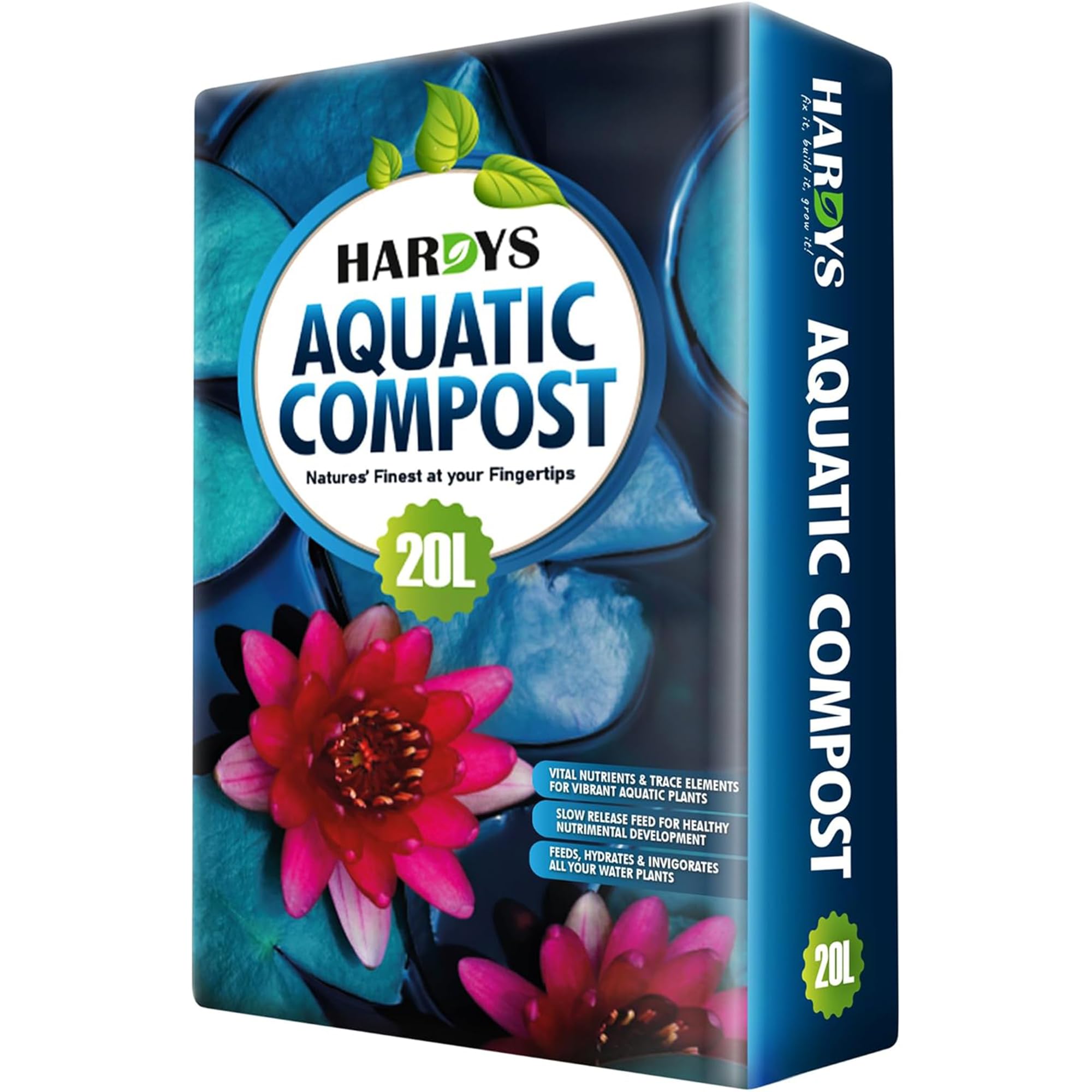 Hardys 20L Aquatic Compost for Outdoor Plants - Aquatic Soil with Loam & Grit, Nutrient-Rich Feed for Submerged, Floating, Marginal Water Plants - Garden Compost for Pond