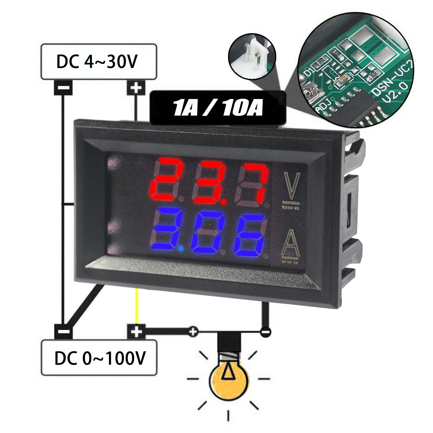 Snapklik.com : WOWOONE LED Digital Voltmeter Ammeter, Mini DC Digital ...