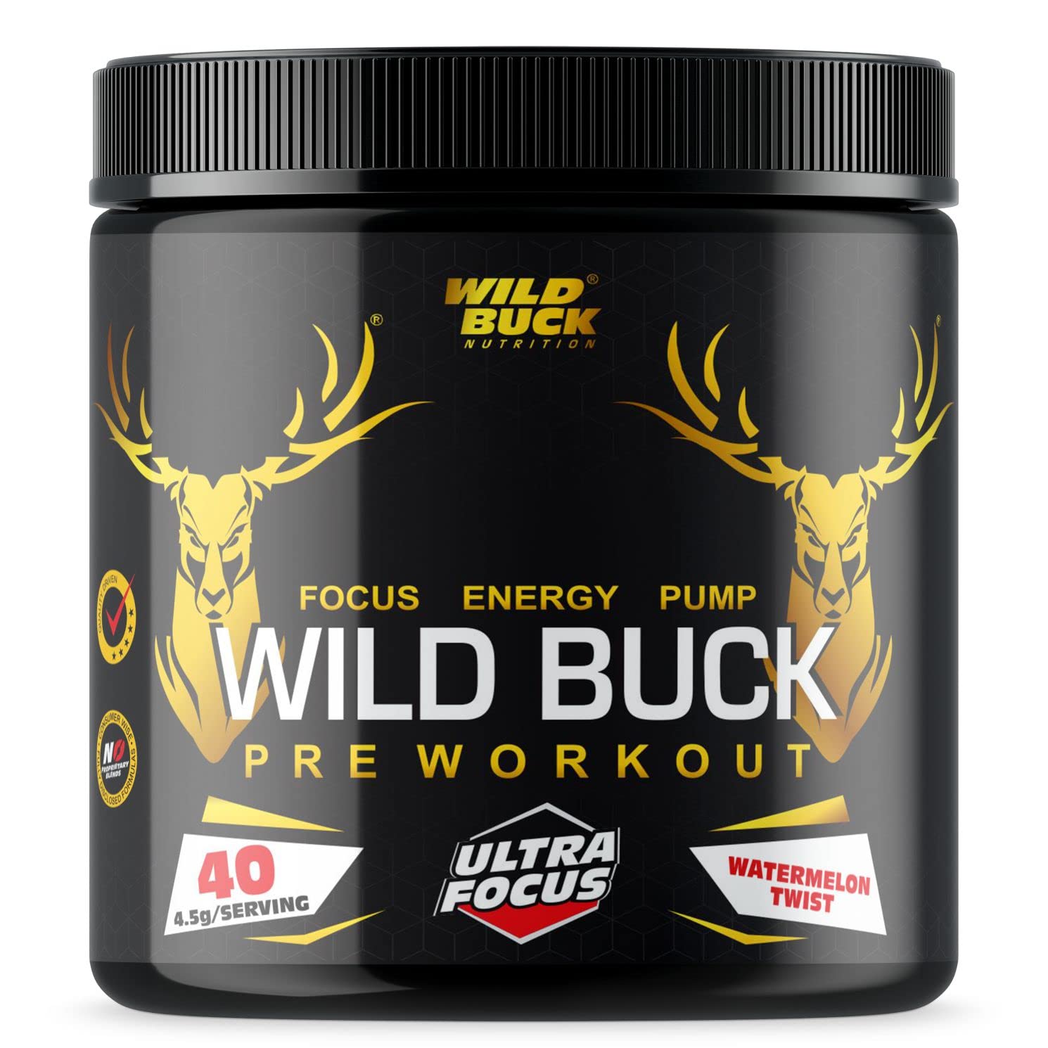WILD BUCK Ultra Focus Advanced Pre Workout with L-Arginine, L-Citrulline, Creatine, AAKG, Beta Alanine, Theanine & Natural Caffeine for Explosive Muscle Pump, Lean Muscles Building, Strength, Focus & Energy - For Men & Women [40 Servings, Watermelon  (B09W2M5161) Amazon Price History, Amazon Price Tracker