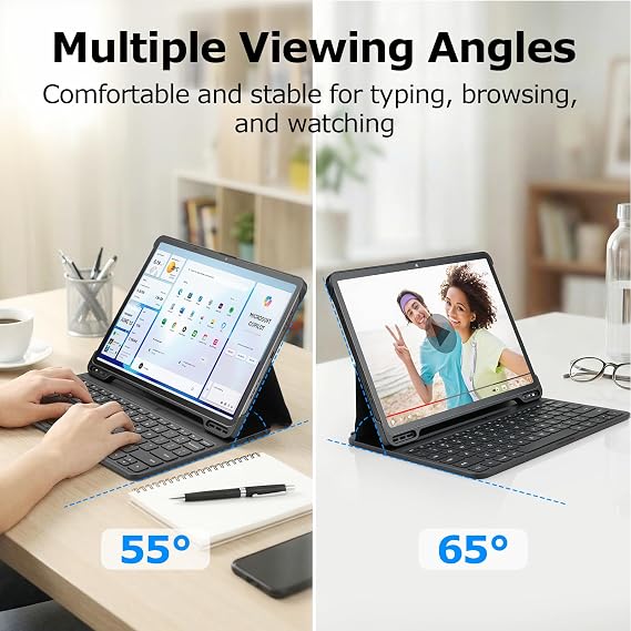 TCL NXTPAPER 11 Plus Keyboard Case Detachable Design, Multi-Angle Stand, Magnetic + Clip-in Support, Slim & Portable, Long-Lasting Battery