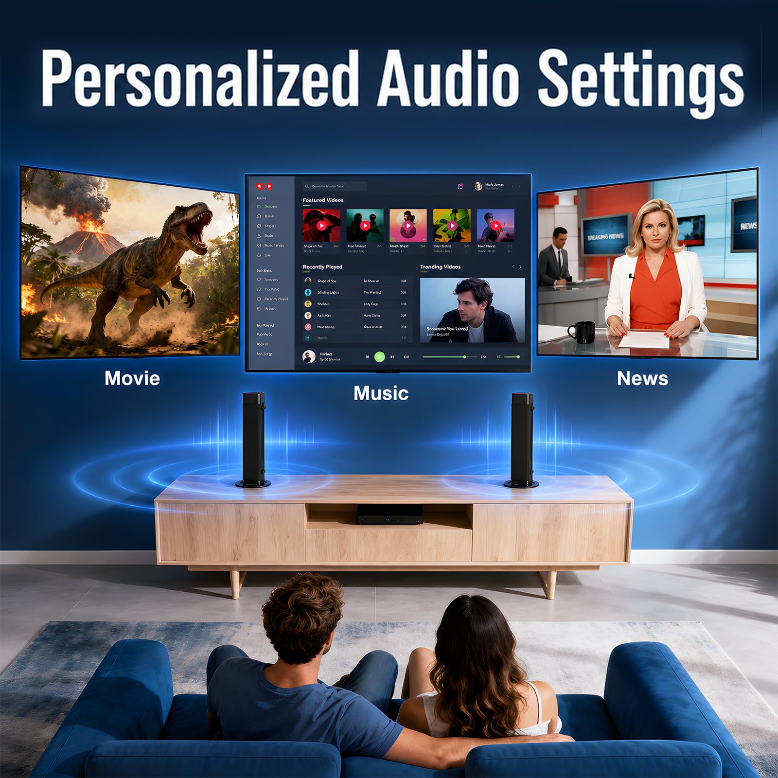 Soundbar für TV Geräte, 240 W Teilbare 2-in-1 Soundbar für TV (2.2CH) mit RGB Beleuchtung & 3 EQ Modi, Bass einstellbar, Bluetooth 5.3, inkl. ARC, Optisch, Aux USB für Fernseher, Monitor, Gaming