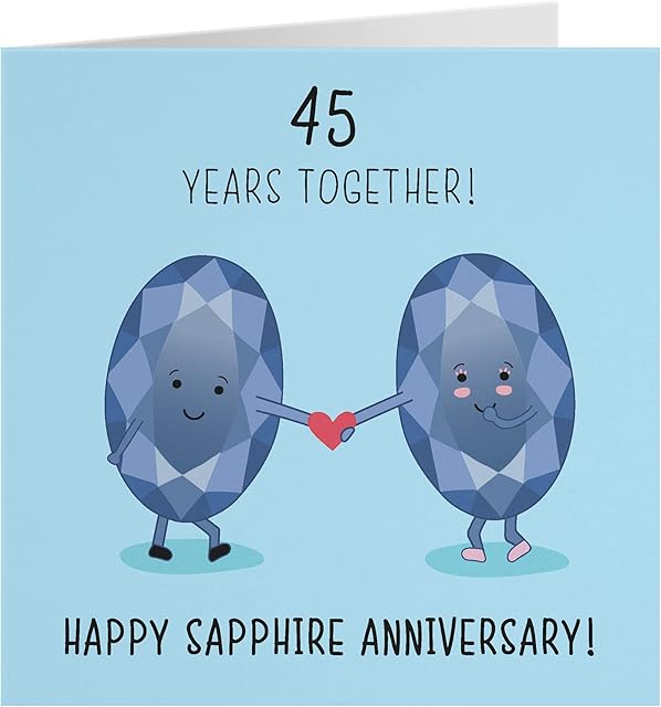 Hunts England 45th Wedding Anniversary Card - Sapphire Anniversary - Crystal - Iconic Collection - Standard - 148 x 148 mm