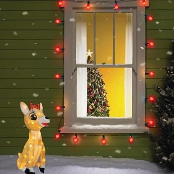 Abeja C7 LED Christmas Replacement Bulbs, 25 Pack C7 Ceramic Red Light Bulb, 0.6W Night Light Bulbs, LED Vintage Replacement Bulbs for Christmas Outdoor Indoor String Lights, E12 Candelabra Base