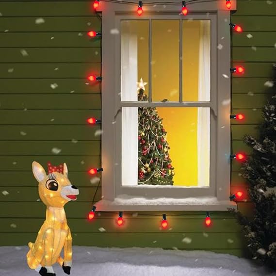 Abeja C7 LED Christmas Replacement Bulbs, 25 Pack C7 Ceramic Red Light Bulb, 0.6W Night Light Bulbs, LED Vintage Replacement Bulbs for Christmas Outdoor Indoor String Lights, E12 Candelabra Base