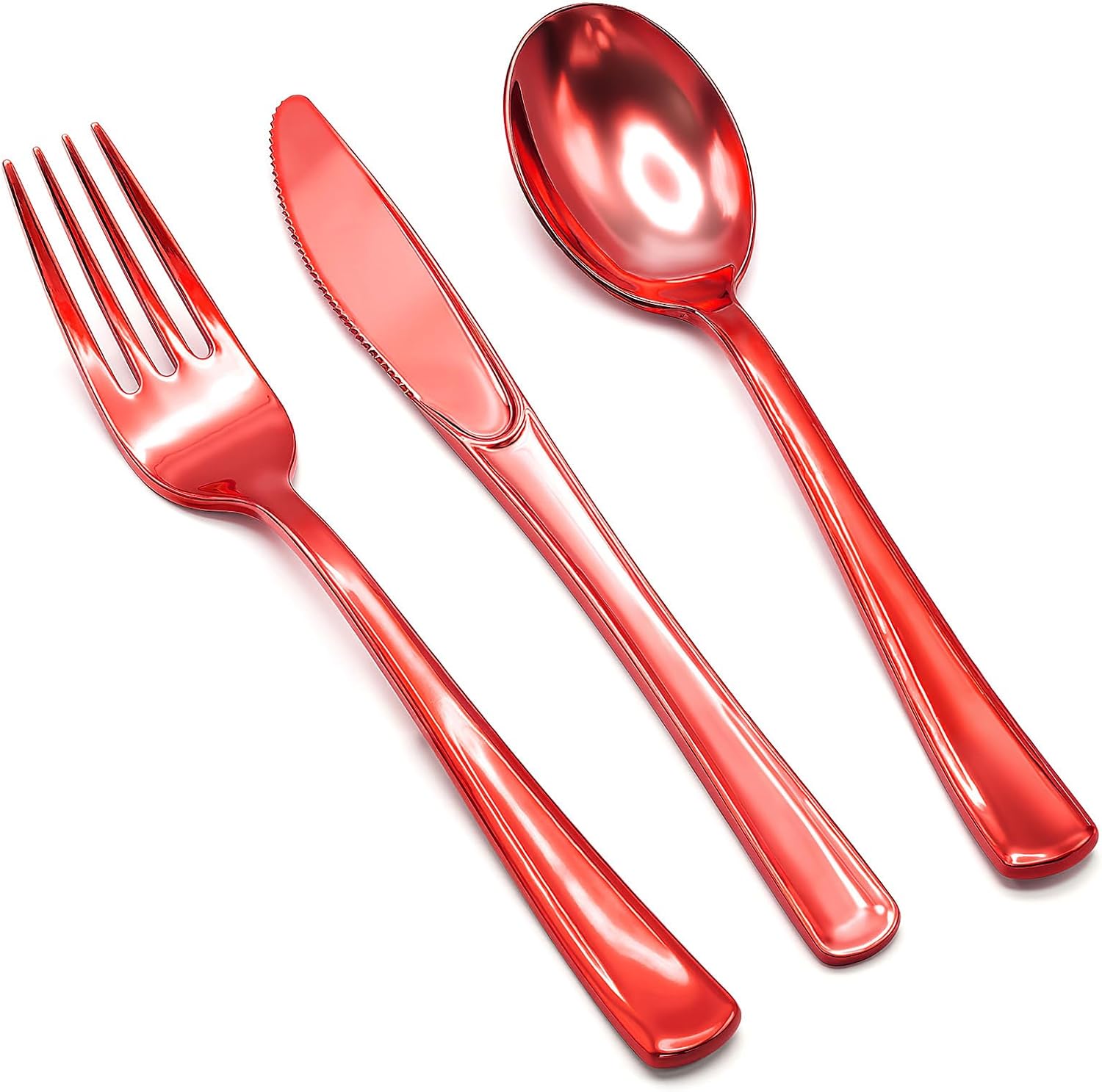 306 Count Heavy Duty Plastic Silverware - 102 Forks, 102 Knives, 102 Spoons Green Disposable Plastic Utensils Set Plastic Flatware Bulk Cutlery Sets for Holiday Party Dinner Wedding Gathering