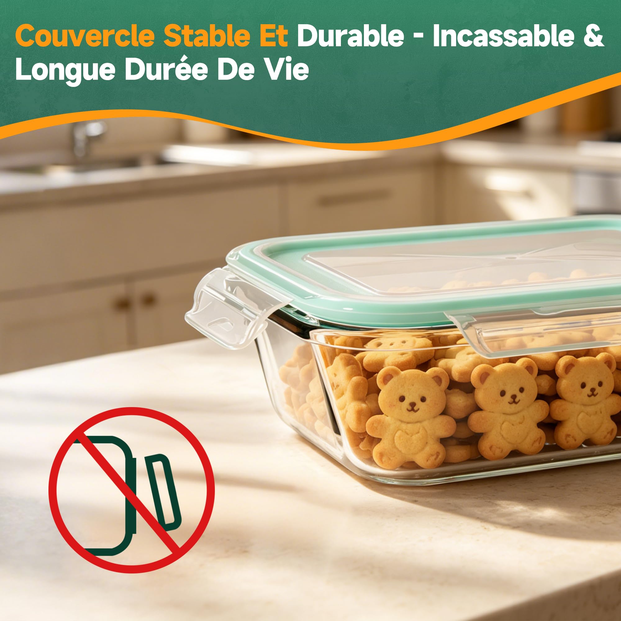 Lot de 8 Boîtes Alimentaires en Verre avec Couvercle | Récipients Hermétiques en Verre Borosilicate | Étanches & Empilables | Pour Congélateur, Micro-ondes | 1040ml, 640ml, 370ml, 180ml