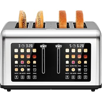 Toaster 4 Slice Stainless Steel with Smart Touchscreen and LED Countdown
