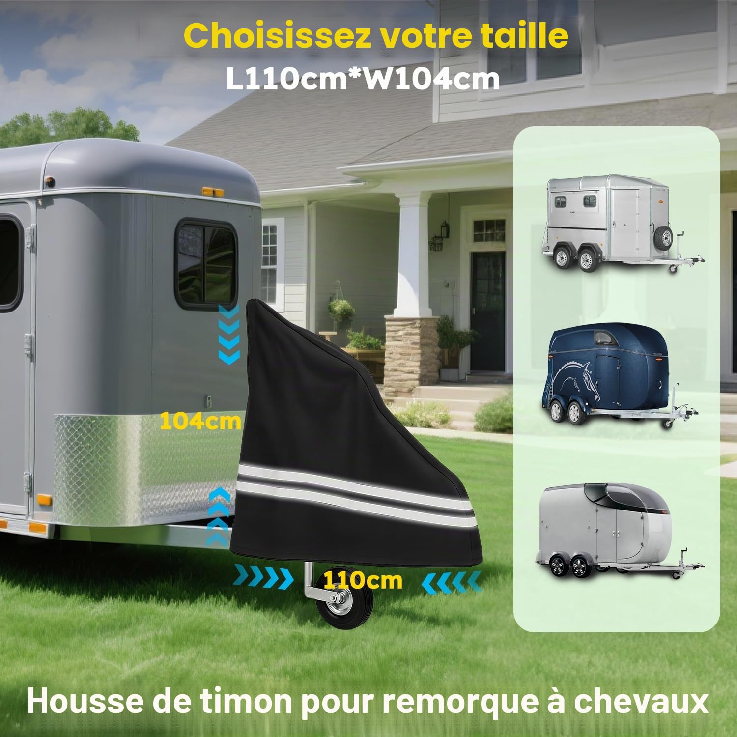 Housse de timon pour cheval - Résistante à l'abrasion, durable, résistante aux rayures, imperméable, résistante aux UV - Pour tous les types de remorques de chevaux
